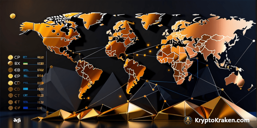 flat map of the world represents the growth of defi platforms and applications