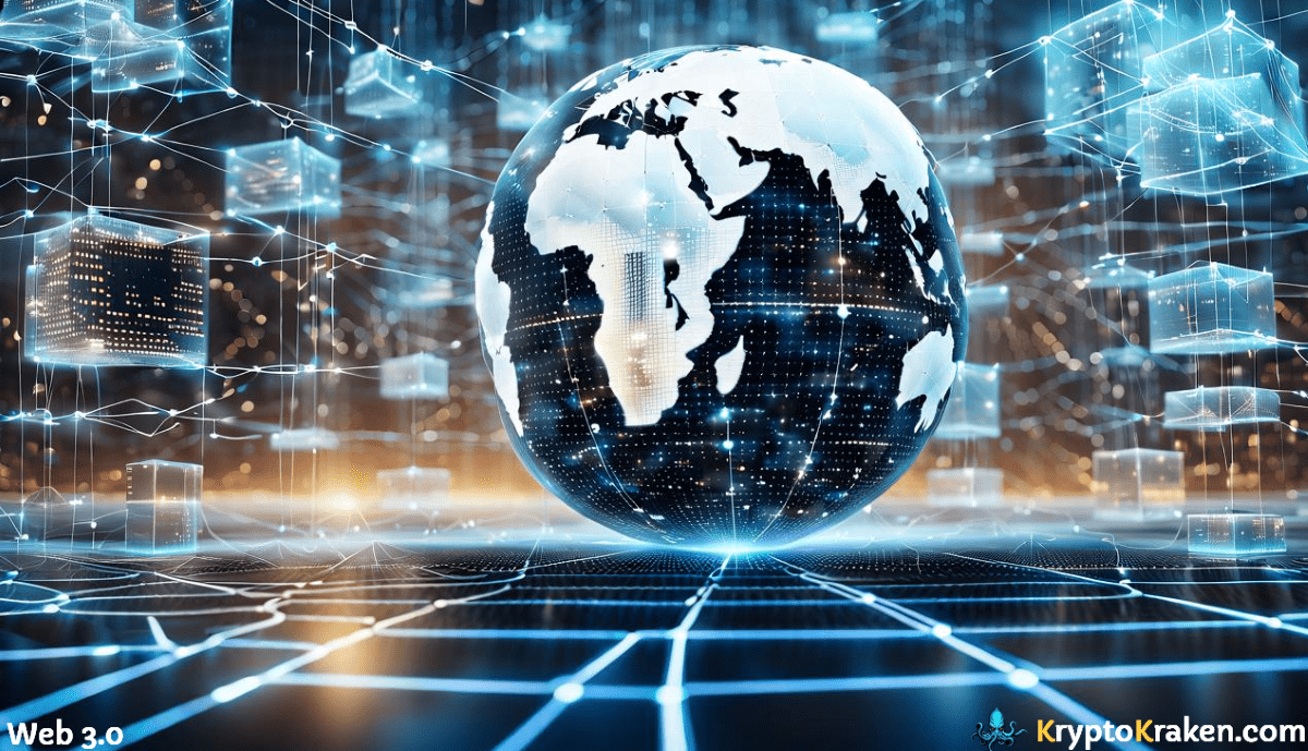 a digital image of a globe represents web 3.0 and artificial intelligence