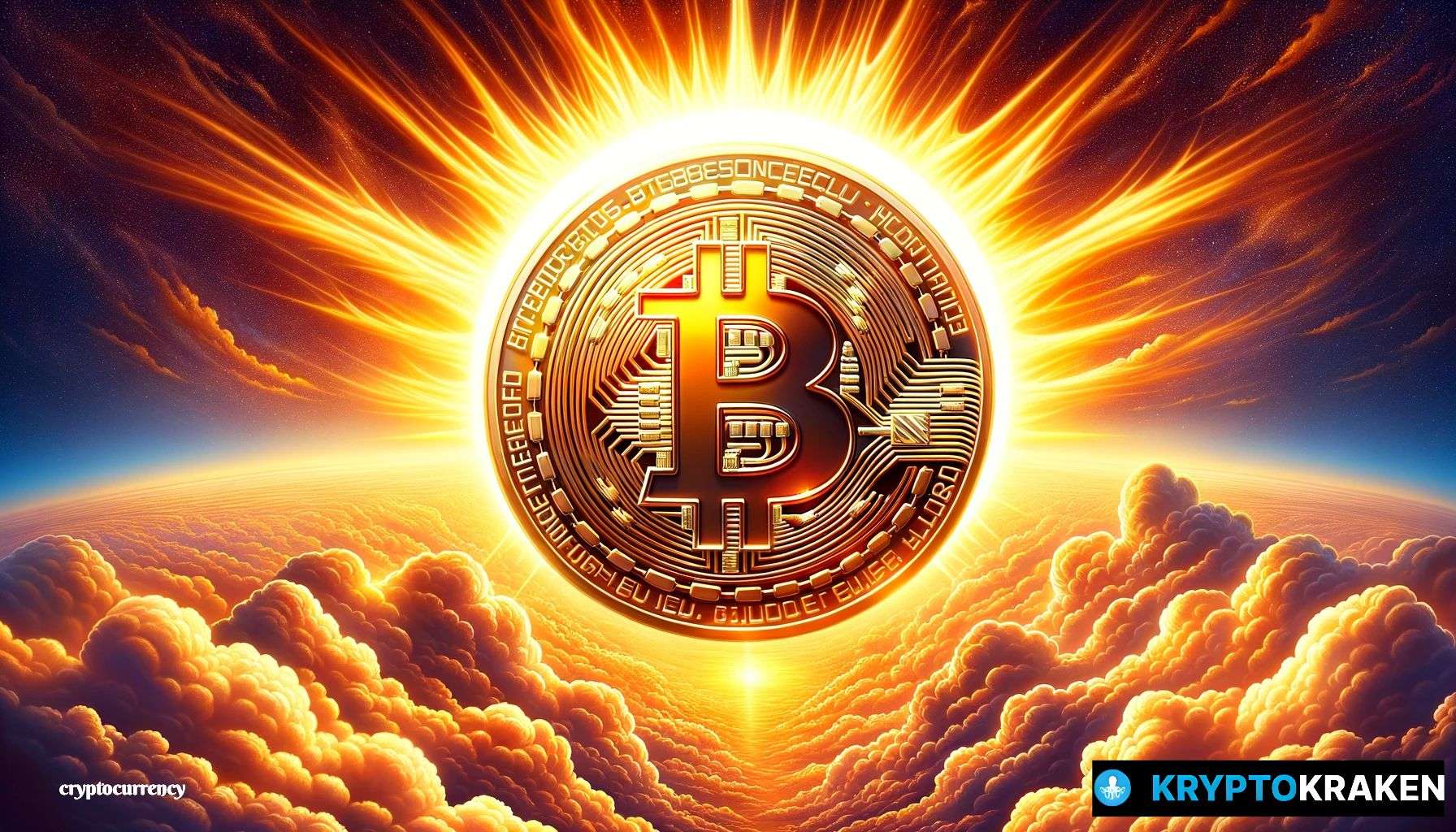 Radiant sun shining on a shimmering crypto coin on the ground