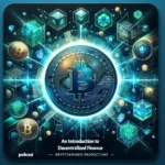 Square podcast cover art with futuristic blockchain and digital finance imagery for KryptoKraken's DeFi podcast.