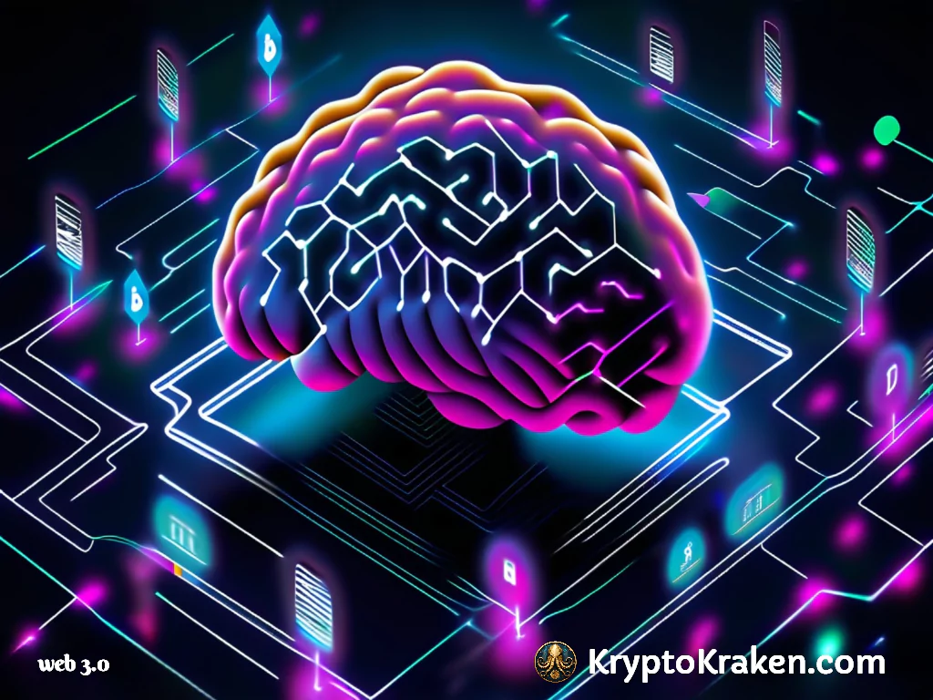 a brightly colored brain sitting on blockchain represents what is web 3.0