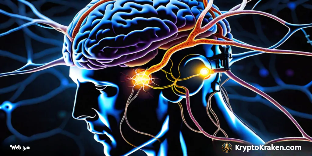 a brain with multiple neuron veins represents artificial intelligence and web 3.0