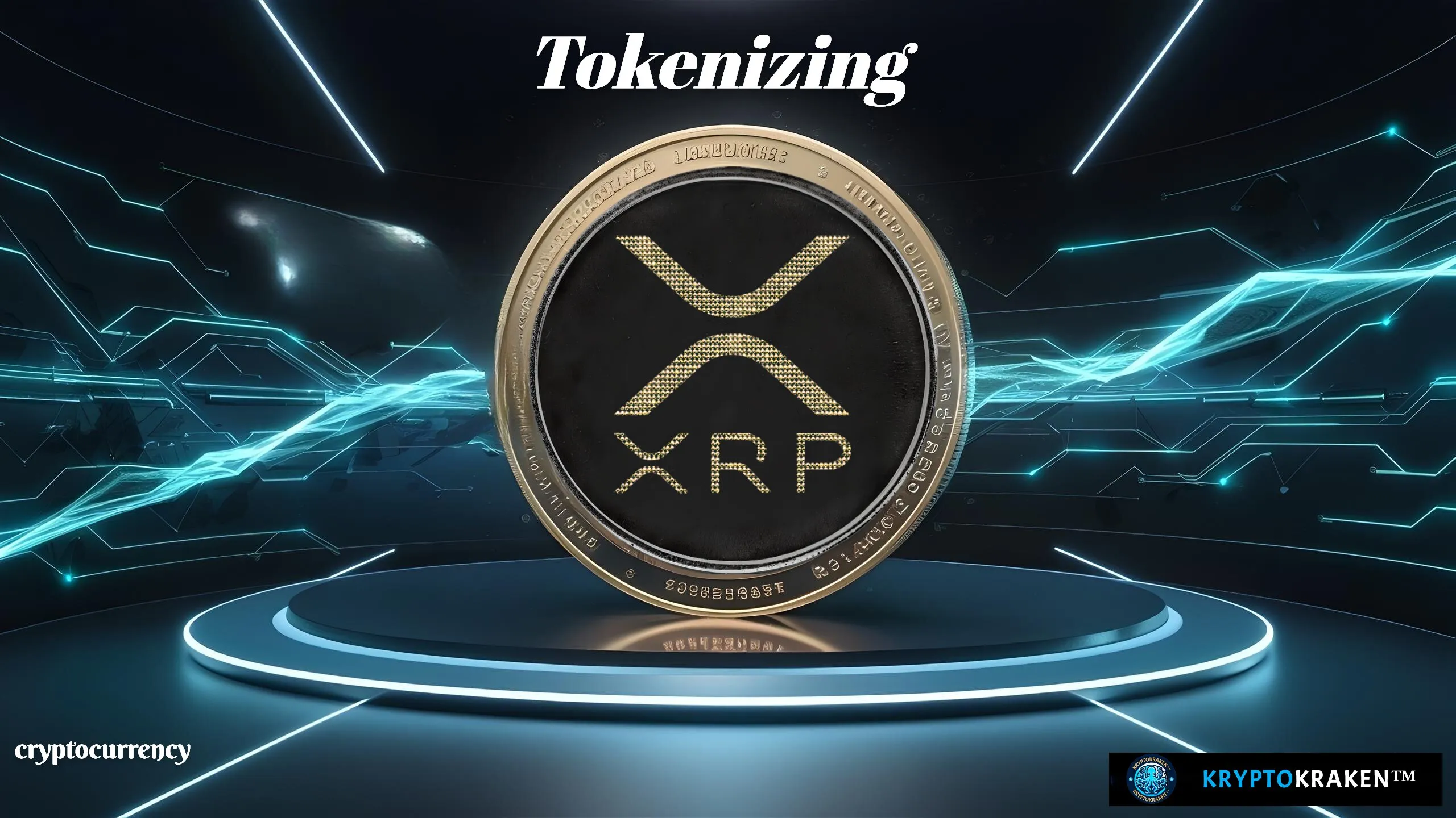 XRP token on a futuristic digital background representing tokenization